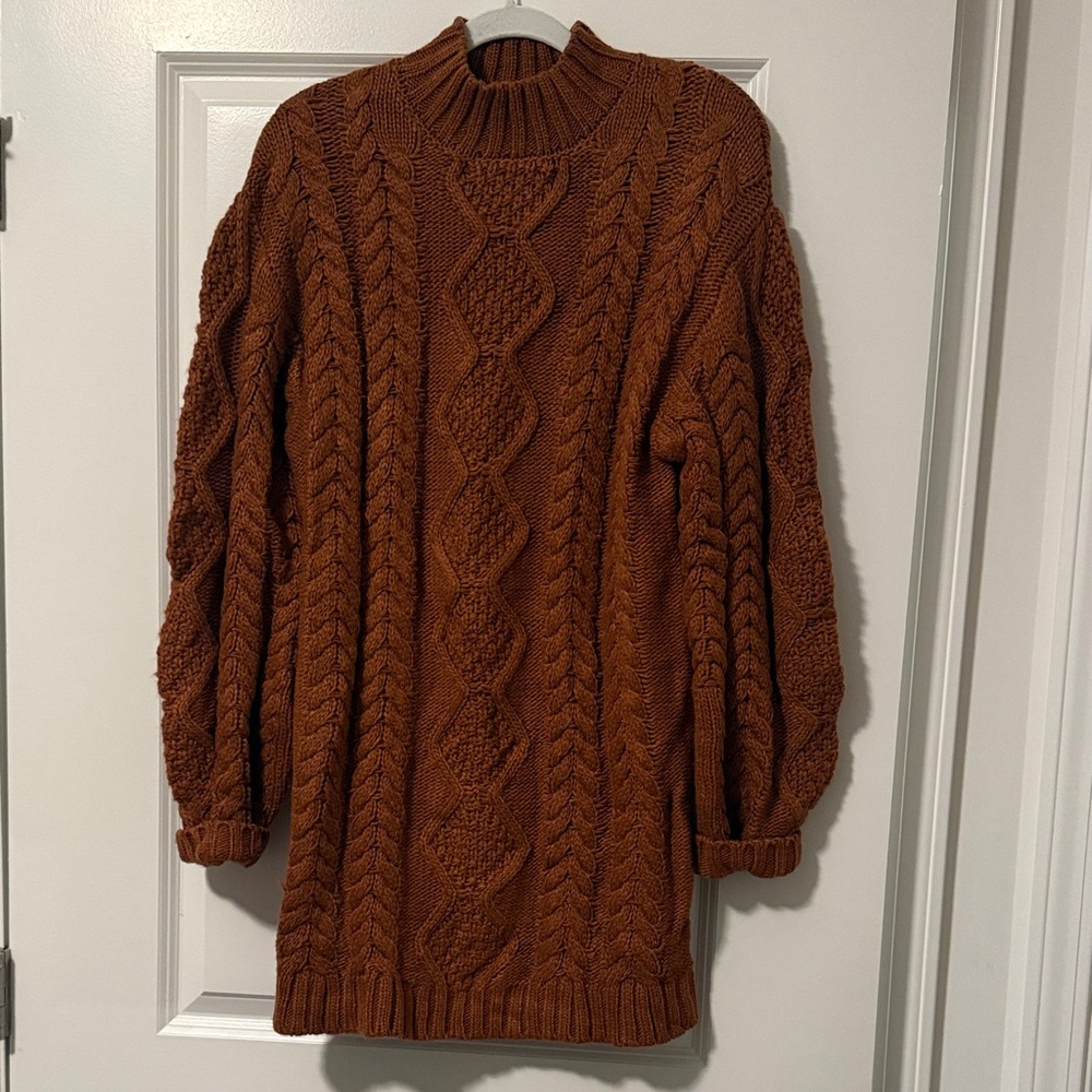 Forever 21 Rust Cable Knit Sweater Dress